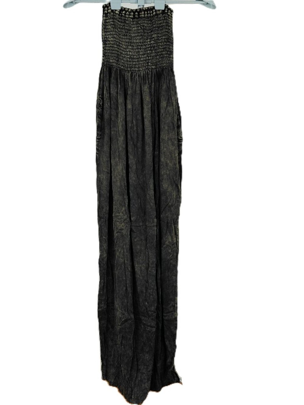 Chaser Smocked Bodice Strapless Maxi Dress Women's XS Canteen Green Pockets